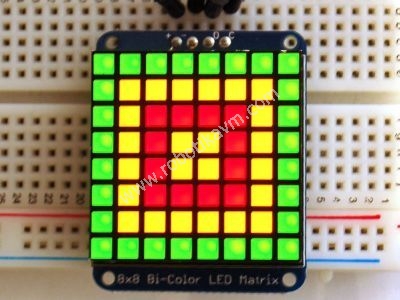 8x8 1.2" ift Renkli I2C Balantl LED Matris (Krmz - Yeil)