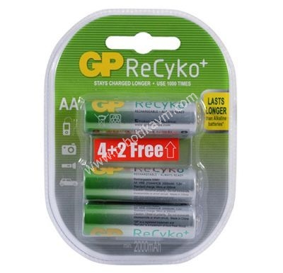GP-ReCyko-4+2-2100-mAh-sarjli-AA-Kalem-Pil