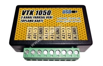 VTK 1050 LabVIEW uyumlu 3 Kanal Farksal Analog Veri Toplama Kart