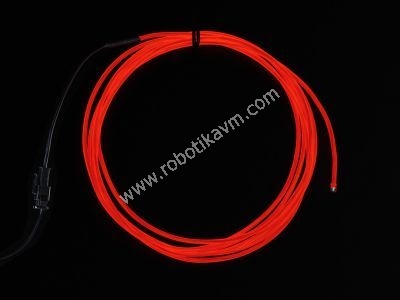 Yüksek Güçlü Uzun Ömürlü EL Wire - Kırmızı, 2.5m - AF403